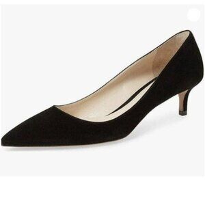 YDN Women Low Kitten Heel Pumps Pointed Toe Dress Shoes for Office  Soft Suede